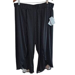Robert Louis Pants Women Size 3X Black Polka Dot Relaxed Casual Stretch Vacation
